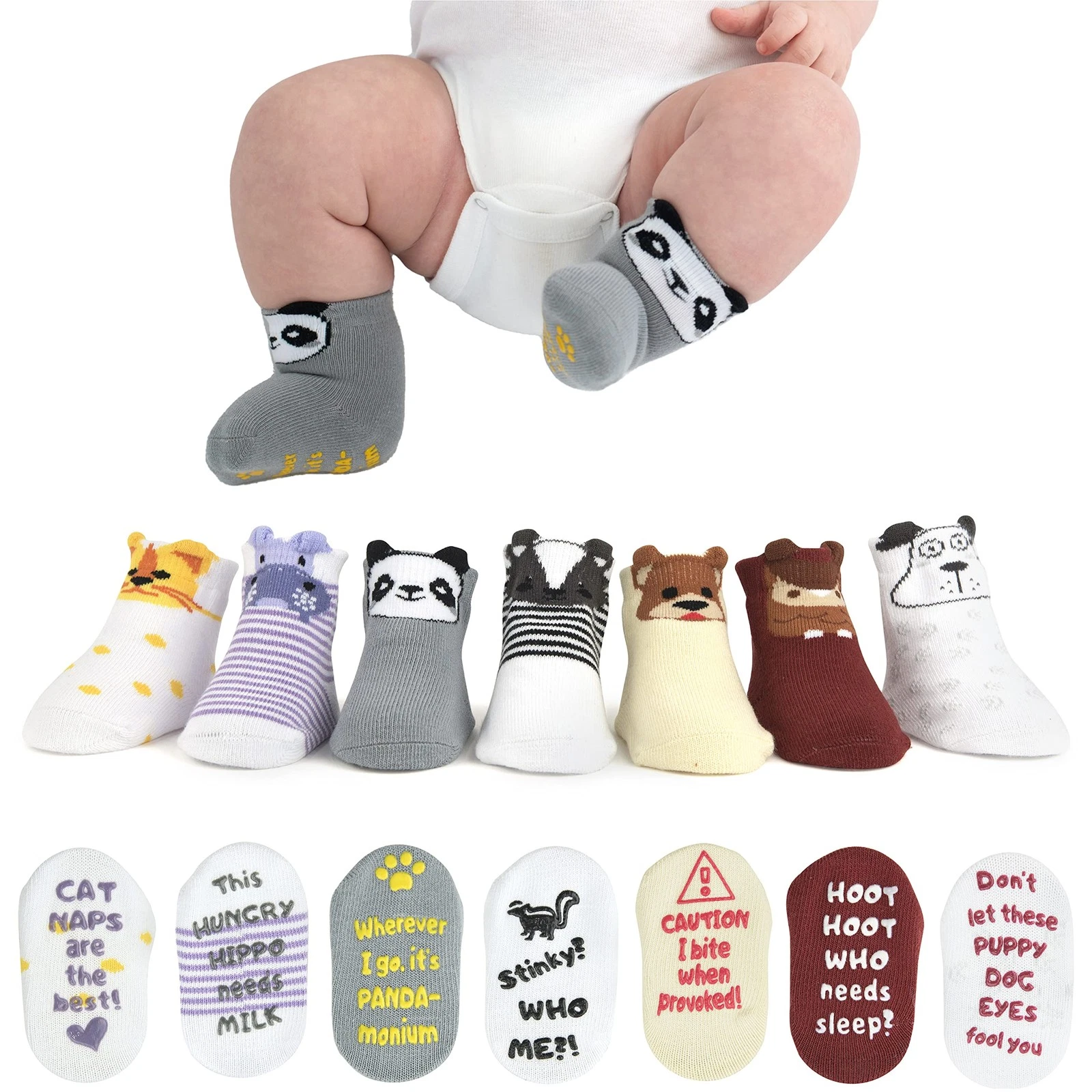 Baby Sock Gift Set - 7 Unique Pairs, Cute & Funny Unisex Newborn Gifts for Ba...