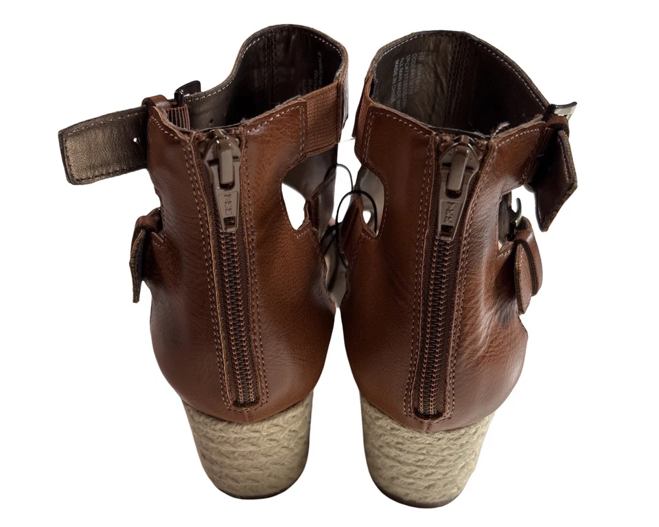 Sandalias Aerosoles Ciberespacio Cuero Marrón Alpargata Cuña Tacón Reposapiés Talla 9 Nuevas sin Etiquetas  Foto 2 de 4