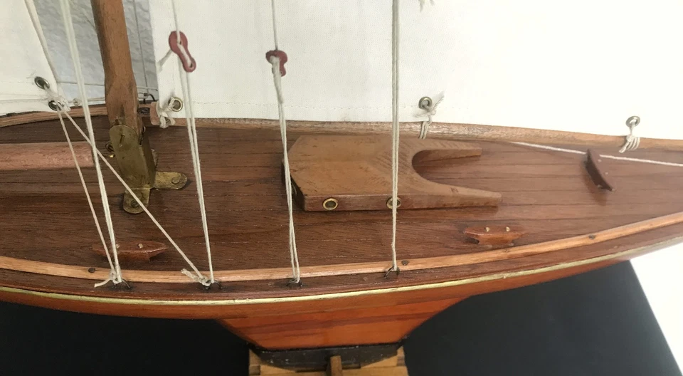 VOILIER DE BASSIN BORDA TYPE YP LUXE ACAJOU YACHT DE COLLECTION CANOT BATEAU - Photo 4/4