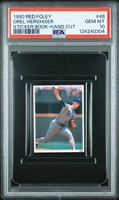 PSA 10 GEM MINT 1990 RED FOLEY STICKER OREL HERSHISER #48 DODGERS 40304 B261