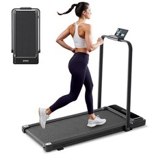 Aidoly Walking Pad Under Desk Treadmill with Foldable Handle Bar, Portable Black
