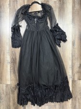 Dolls Kill Widow Tulle Maxi Dress Large Goth Vampire Gown Bustier Bodice Boning
