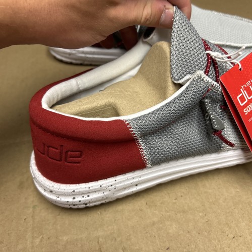 Zapatos Hey Dude Para Hombres 12 Wally Sox Funk Gris Oscuro Rojo Sin Cordones Mocasín Comodidad NUEVO - Imagen 5 de 19