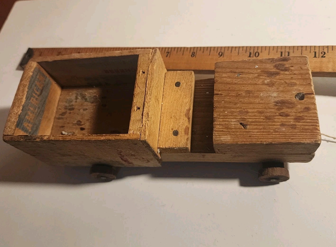 Vintage Handcrafted Wooden Pull Toy, World War 2 Signed Mom Made, Antique Rare