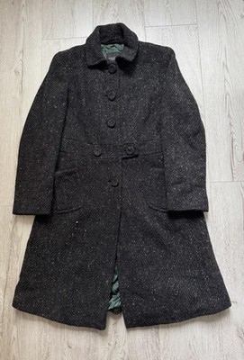 Weekend Max Mara Wollmantel Damen anthrazit schwarz Struktur Gr. 42 IT 10 UK S/M