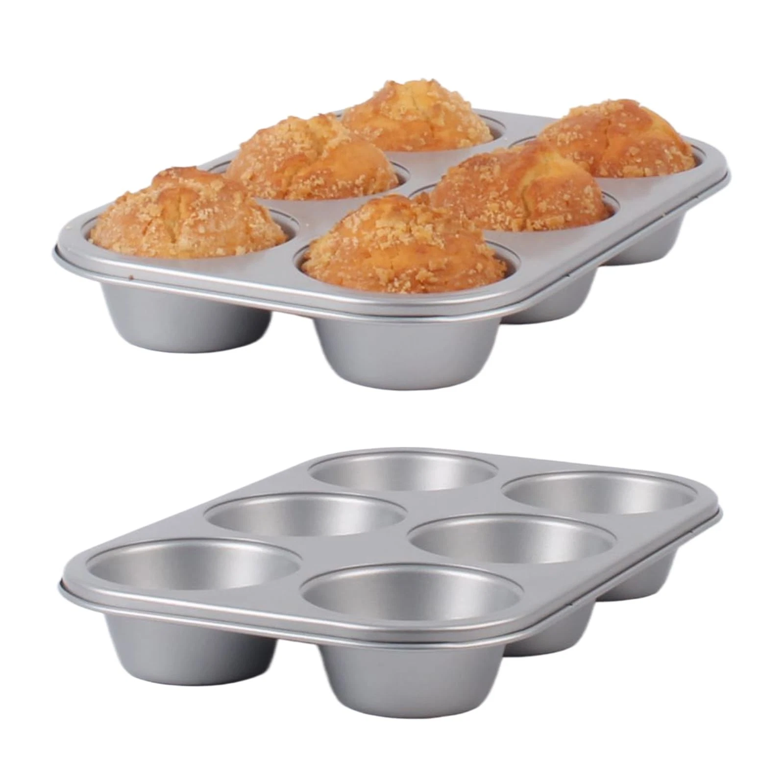 wivplik Nonstick jumbo Muffin Pans 6 Cups，2 set of 2 muffin pan, Silver
