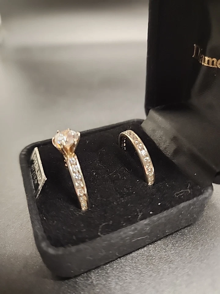 QVC Diamonique DQCZ Eternidad Alianza de Boda y Anillo de Compromiso Conjunto de Plata Talla 9 Foto 4 de 4