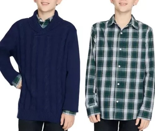 Gap Kids Boys Sweater Shirt Set Size S 6/7 Navy & Green NWT - Picture 2 of 10