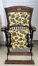 Antique Upholstered Cast Iron ancy Folding Th...