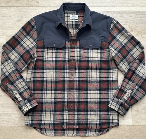Fjallraven Men’s Granit Flannel Plaid Lumberjack Heavy Wool Shirt LARGE, MINT!