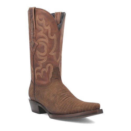 Dingo Duke Embroidered Lizard Print Snip Toe Pull On Cowboy Mens Brown Casual B - Picture 2 of 5