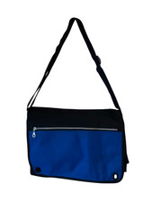 Blue Black Messenger Crossbody Bag Laptop School Work Tote Adjustable Strap