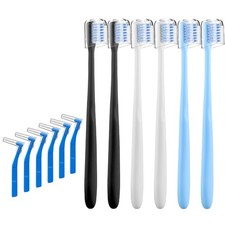 V-Shaped Orthodontic Toothbrush for Braces, Soft Bristles, 6 Count, with Inte...