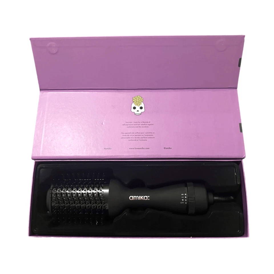 Cepillo redondo secador de pelo Amika 12” x 34” x 9” herramienta de peinado 2 en 1 belleza Foto 2 de 3