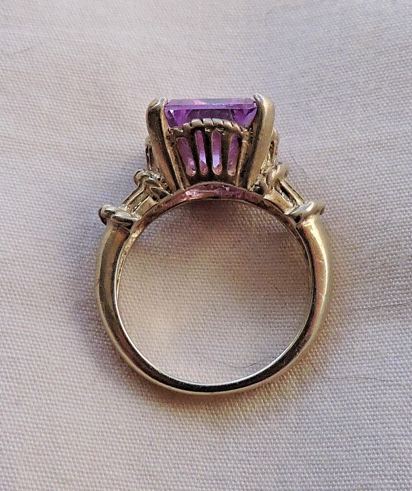 Anel quadrado corte esmeralda prata esterlina 925 solitário kunzita tamanho 6 - Imagem 4 de 4