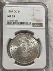 1884 CC Morgan Dollar NGC MS63 Greysheet Price $420  MS CARSON CITY $1 Coin!