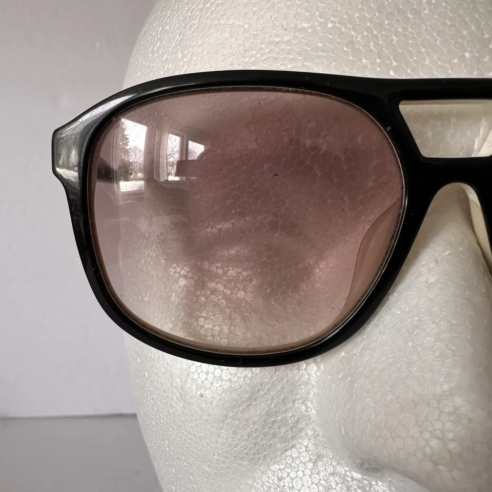 RARO Auténtico Tateossian Hecho a Mano Japón Negro Blanco Unisex Gafas de Sol de Aviador Foto 4 de 4