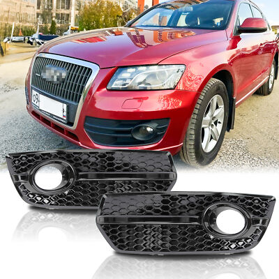 Fog light Cover Grill For 2009-2012 Audi Q5 W/O S-Line Pkg Gloss Black SQ5 Style