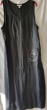 TALBOTS, Women's L, Black 100% Linen Sheath, Midi, Sleevless, Pocket Detail NWOT