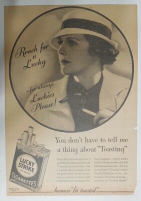 Lucky Strike Ad:  For Always Luckies Please! from 1933 Size: 10 x 14 inches