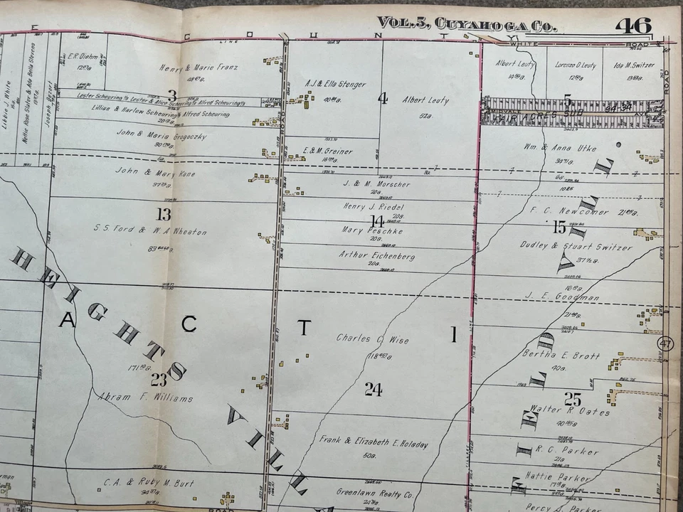 Оригинальная карта деревни Мэйфилд 1927 Highland Heights - Изображение 3 из 3