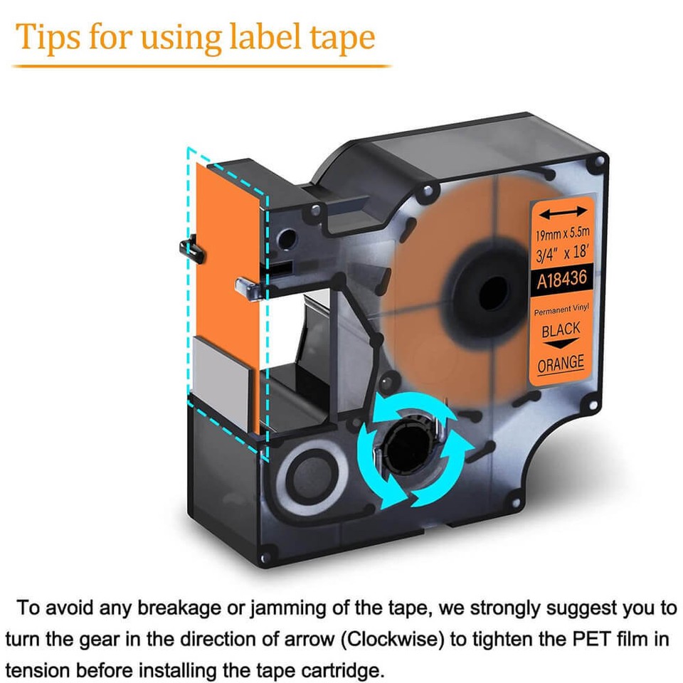 Compatible 18436 Industrial Permanent Label Tape 19mm for DYMO Rhino