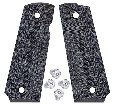1911 G10 Grips Full Size BlackGray + Silver stainless torx screws, 1911 G10 