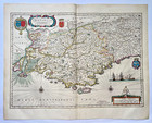 PROVENCE NICE CANNES FRANCE 1642 WILLEM BLAEU LARGE ANTIQUE MAP