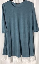 Fisoul Dress 2xl Woman’s Green With White Lace Trim 1/2 Sleeve Pockets NWT