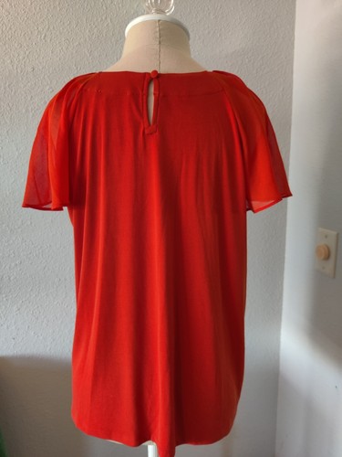 Calvin Klein Women's Tunic Red Shirt Size L Missy Soft Everyday Flutter Sleeve - Picture 8 of 13