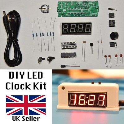 4-stellige LED-Uhr zum Selbermachen elektronisches Lötprojekt-Kit - UK-Verkäufer