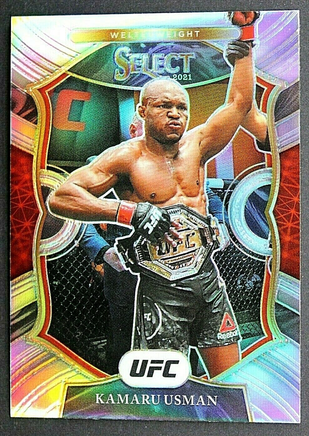 KAMARU USMAN 2021 PANINI SELECT UFC DEBUT CONCOURSE LEVEL SILVER PRIZM #7 💎🔥💎