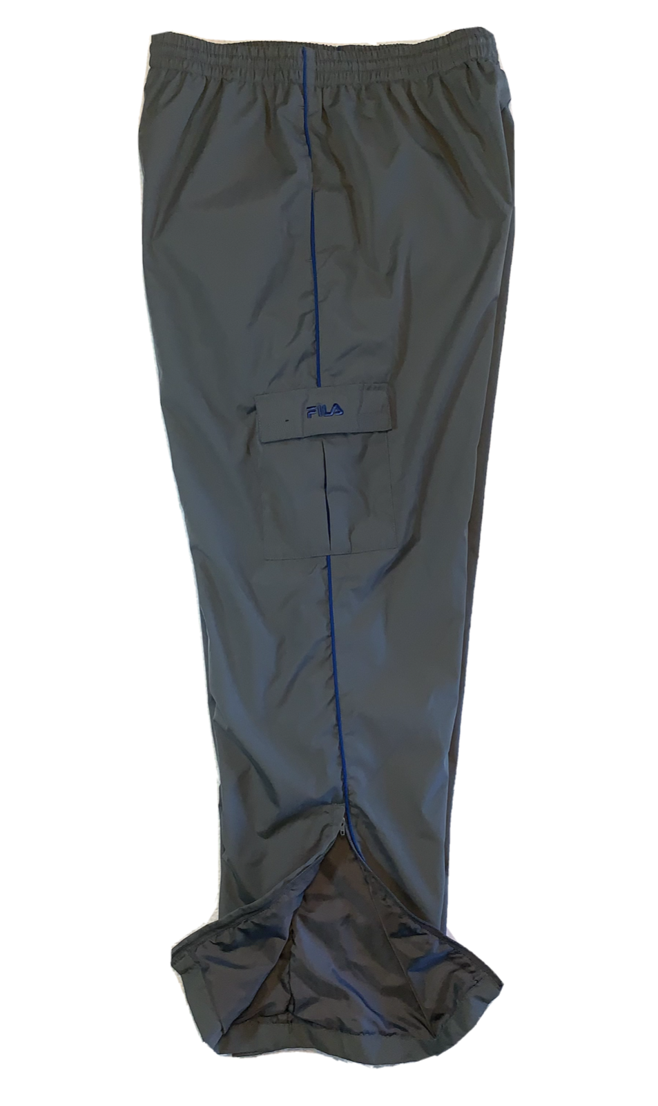 Pantaloni frangivento vintage Fila da uomo grigio L tasca cargo anni '90 streetwear foderato Y2K