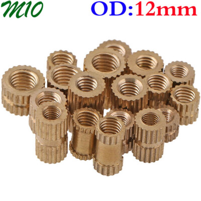 M10 Outer Diameter 12mm Brass Knurled Nuts Threaded Round Insert Embedded Nuts