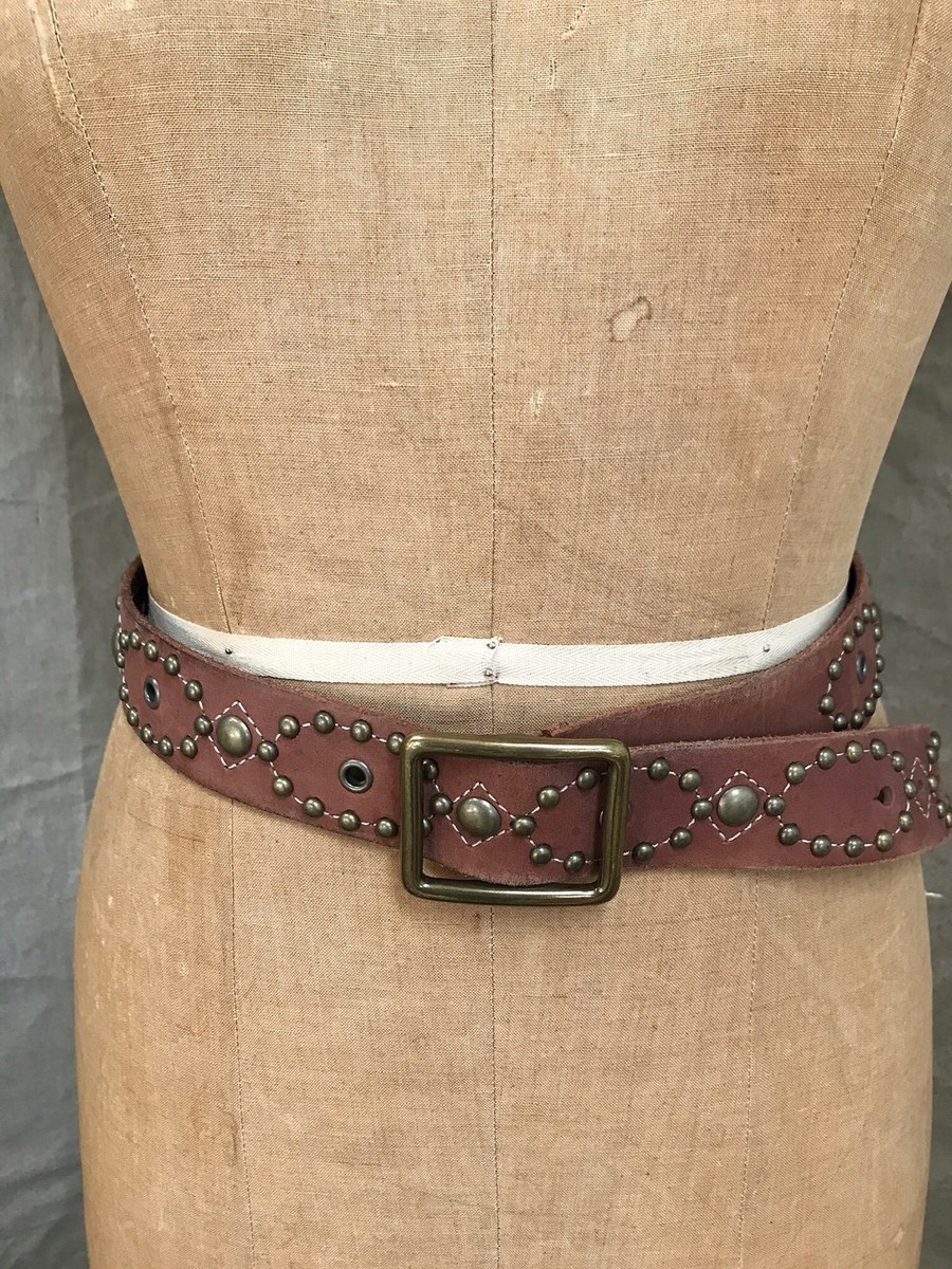Studded SOLID BRASS Buckle BOHO Leather Western Hippie Brown  display picture 1