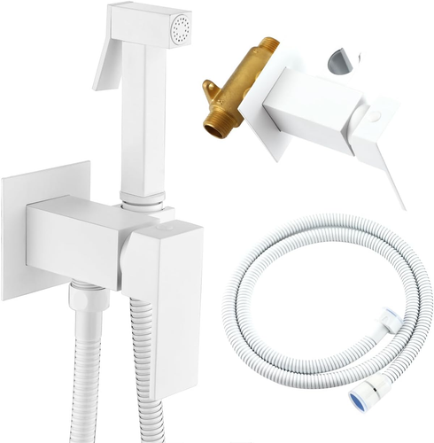 White Color Concealed Warm Water Bidet Sprayer for Toilet with Hot and Cold Bras - Picture 8 of 12
