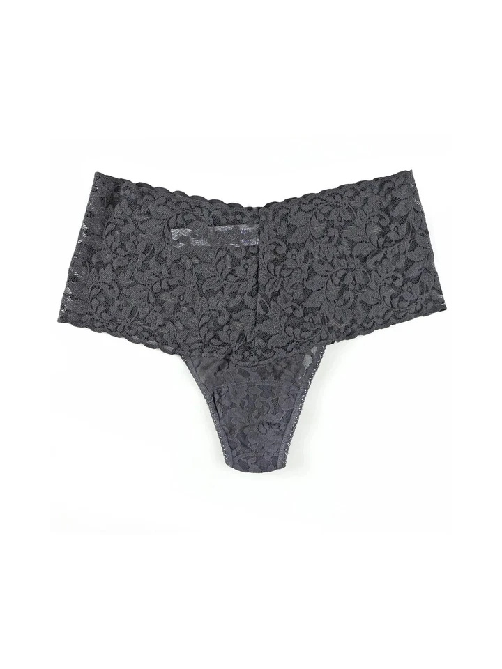 Tanga de encaje retro gris cintura alta Hanky Panky L35322 talla única (se adapta a 0-12) Foto 2 de 3