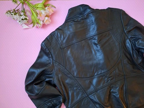 Kenneth Cole Reaction leather jacket, black biker Women XL G III Apparel NWT - Picture 3 of 12