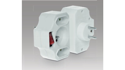 PLASTROL Steckerverteiler mit Schalter 1-fach w/u + 2x Euro weiß R-12WS-B