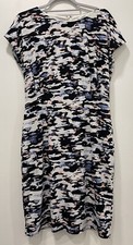 JohnLewis Dress 14 Abstract Print Boat Neck Knee Length Lined Strecthy