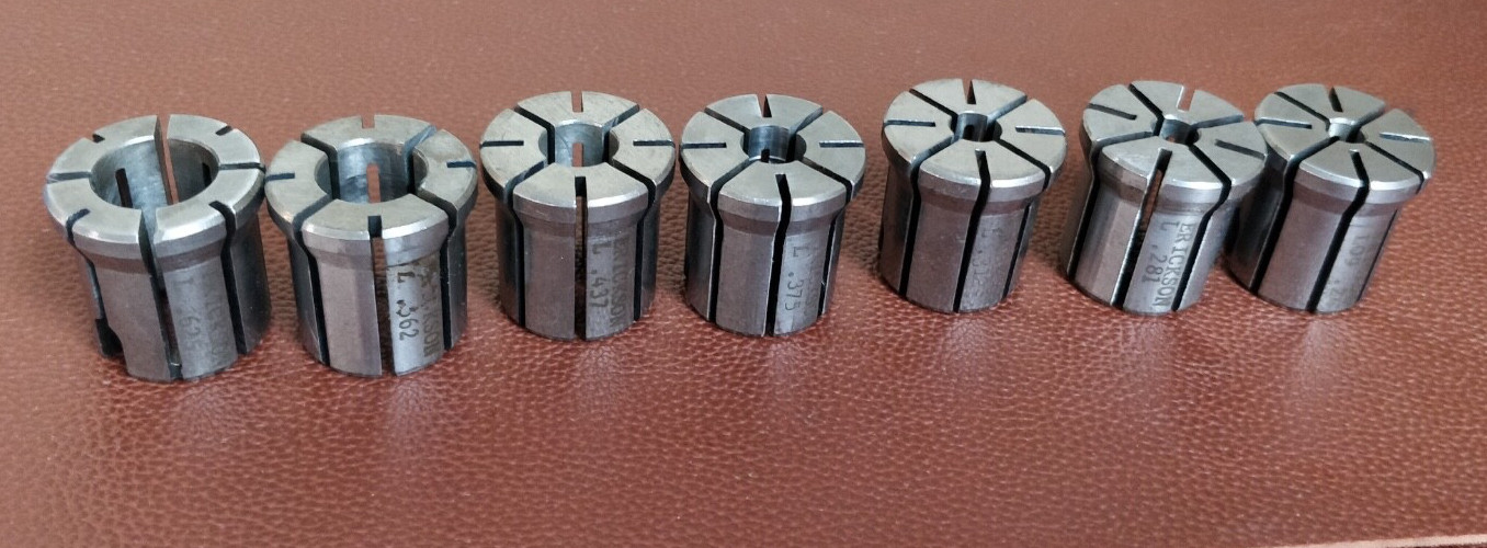 Set 0f 7 KENNAMETAL ERICKSON L SERIES DOUBLE ANGLE TAP COLLETS ~ no duplicates