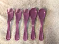 VINTAGE 1991 PRETEND PLAY PURPLE PLASTIC REPLACEMENT FORKS  SPOON 4 1/2"