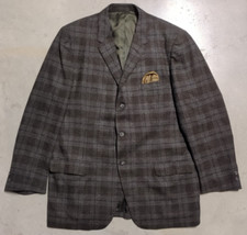 Vintage Saxony Hall Plaid Wool Blazer Suit Coat Men's Size 42 R Sherlock Holmes