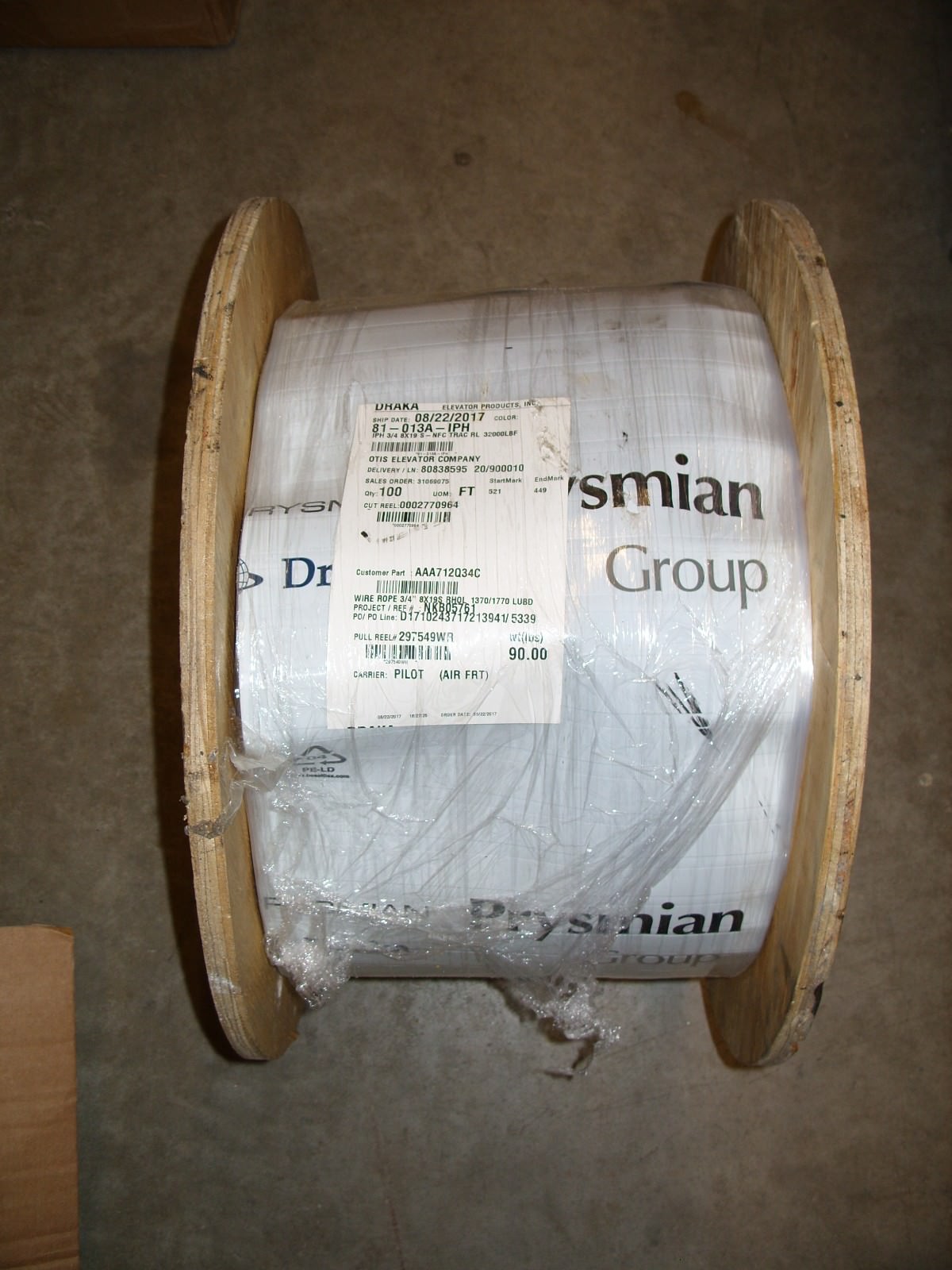 DRAKA Elevator Products - 125'F - 3/4