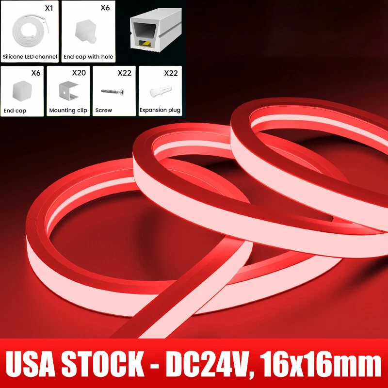 US 24V Flexible Silicone LED Neon Light Strip Waterproof Home Garden Party Decor
Opens in a new wind