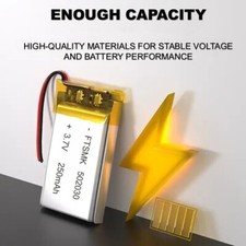 1,2,4,8,16  Lipo Akku 502030 - 250mAh 3,7V Uhr, Bluetooth Headset, .... 250 mAh
