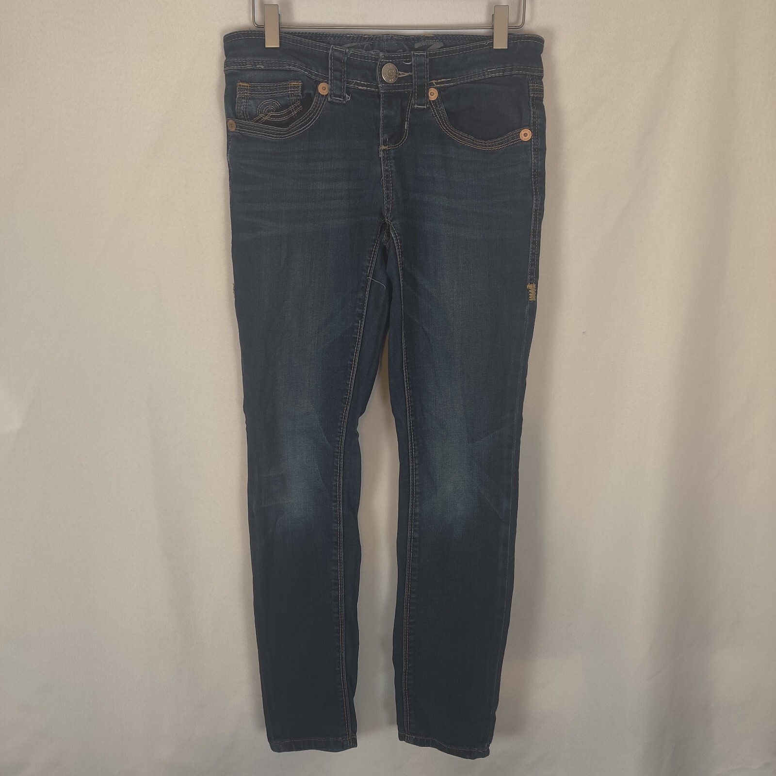 Seven7 Womens 2 Solid Blue Flat Front Skinny Deni… - image 1