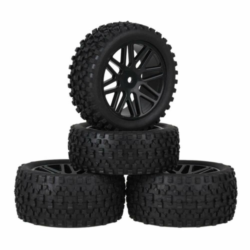 Mxfans 4-Piece RC 1:10 On-Road Tires & Rims Kit - Black Rubber Tires With Plastic Wheel Rims - View #8