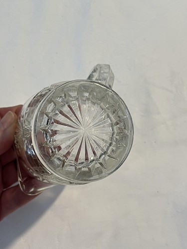 VINTAGE CLEAR GLASS SMALL CROWN CRYSTAL? MILK/CREAMER JUG - 9.5 CMS HIGH - Picture 5 of 11