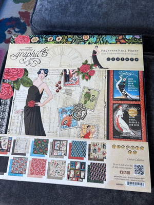 Graphic 45 Couture Collection Paper Pad 2 chip board tags and pockets banners +